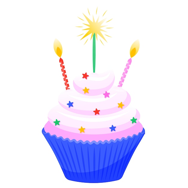 Free PSD birthday colorful cupcake design