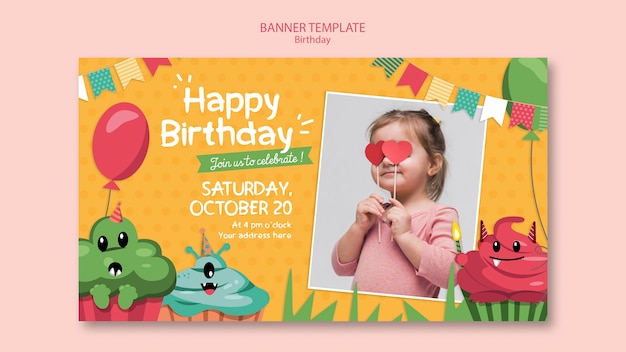 Free PSD birthday concept banner template