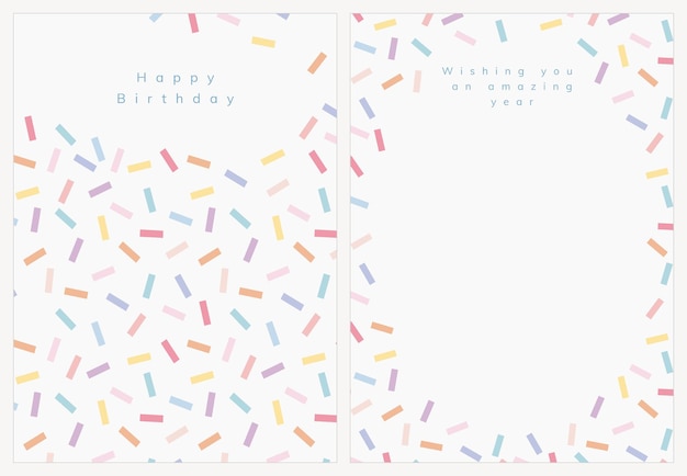 Free PSD birthday greeting card template psd with confetti sprinkle set