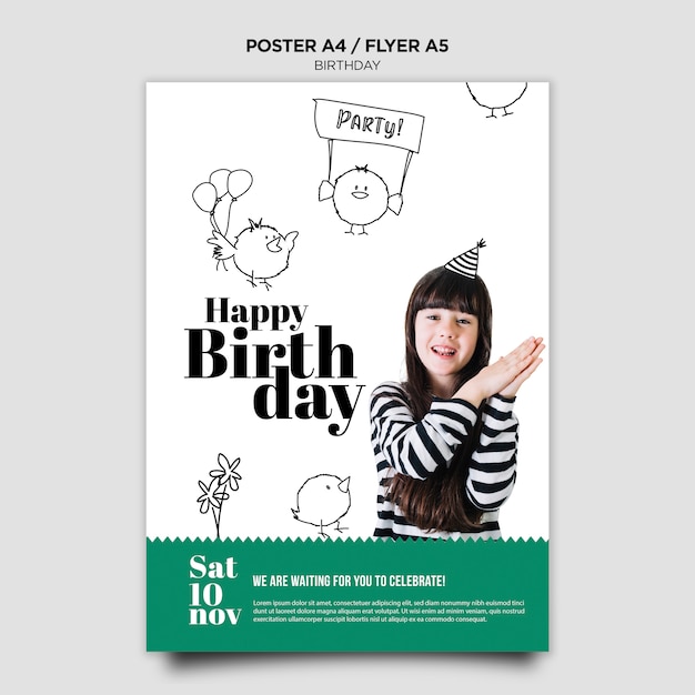 Free PSD birthday invitation flyer template