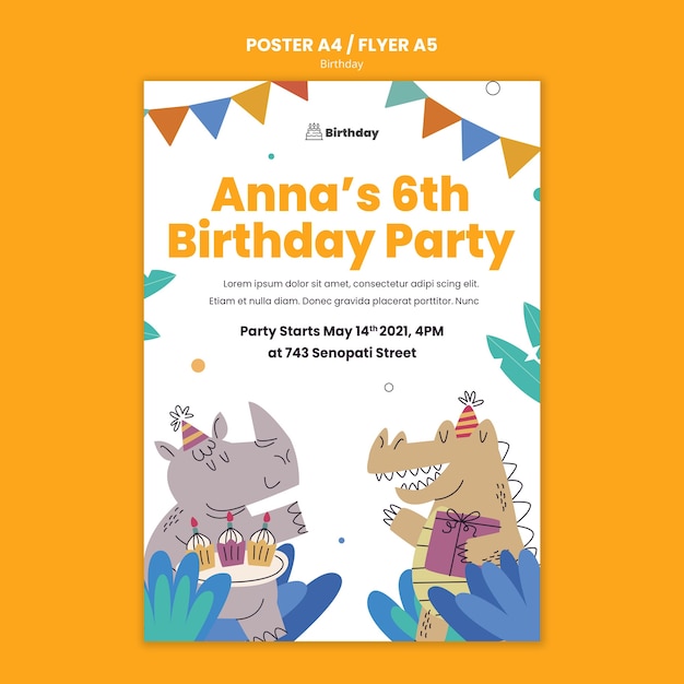 Free PSD birthday invitation poster template