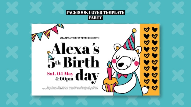 Free PSD birthday party celebration facebook cover