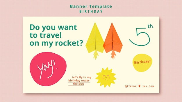 Free PSD birthday party horizontal banner template