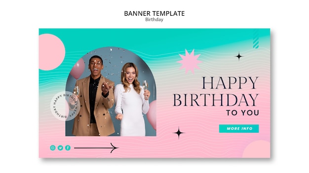 Free PSD birthday party horizontal banner template