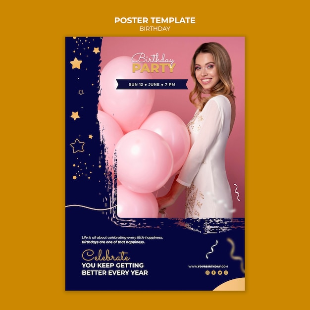 Free PSD birthday party poster template