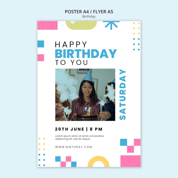 Free PSD birthday template design