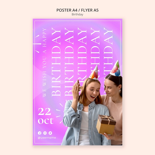 Free PSD birthday template design