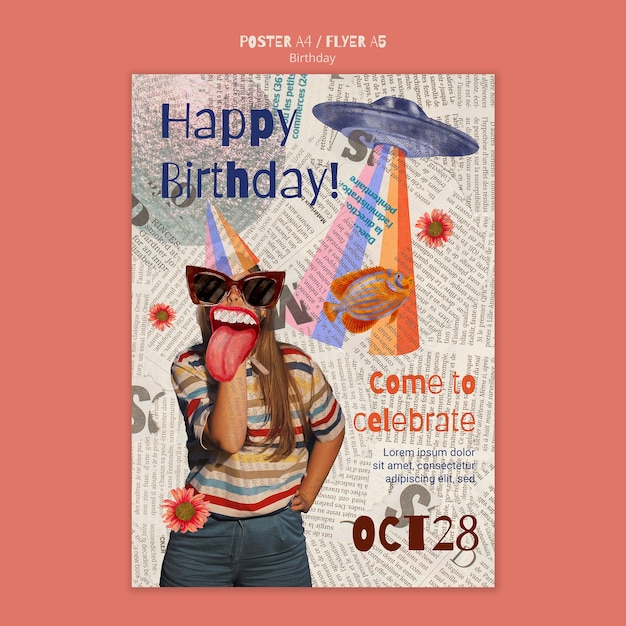 Free PSD birthday template design