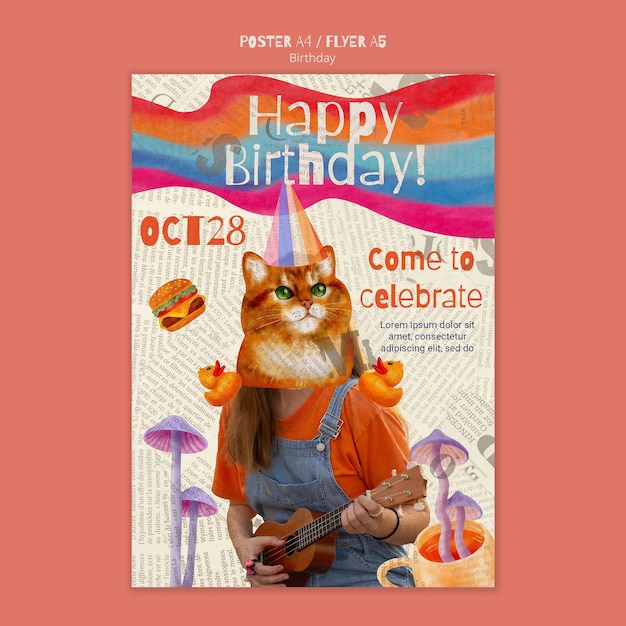 Free PSD birthday template design