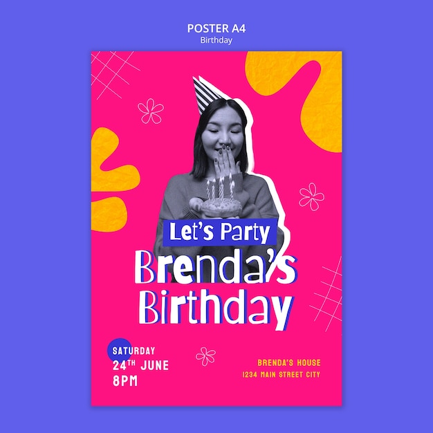 Free PSD birthday template design