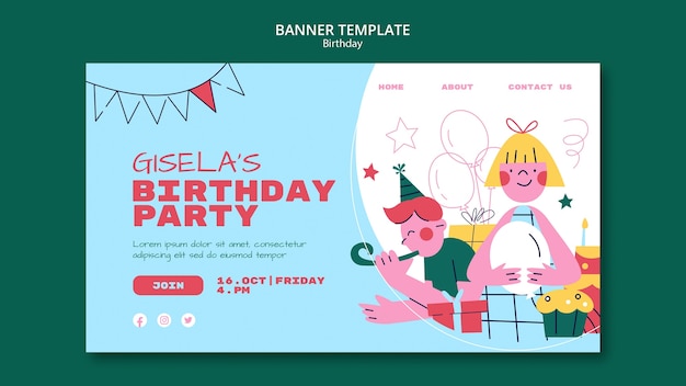 Free PSD birthday template design