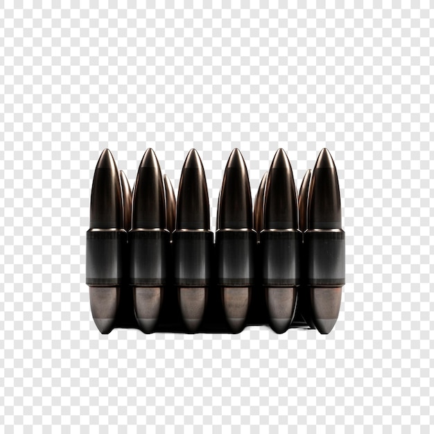 Free PSD black ammunition in 5 56 mm isolated on transparent background