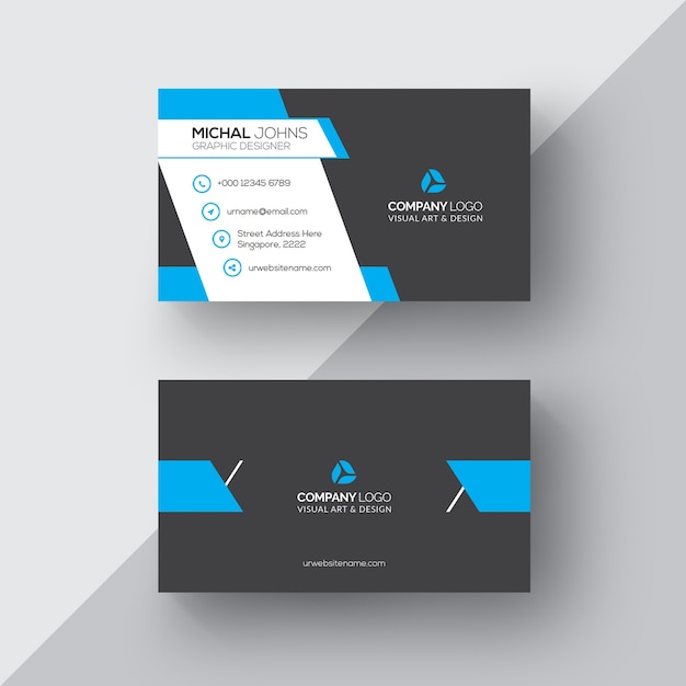 Black and blue business card