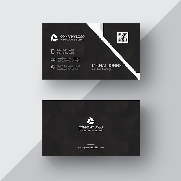 Free PSD black business card with silver details