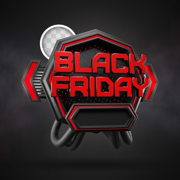 Black friday banner 3d illustration