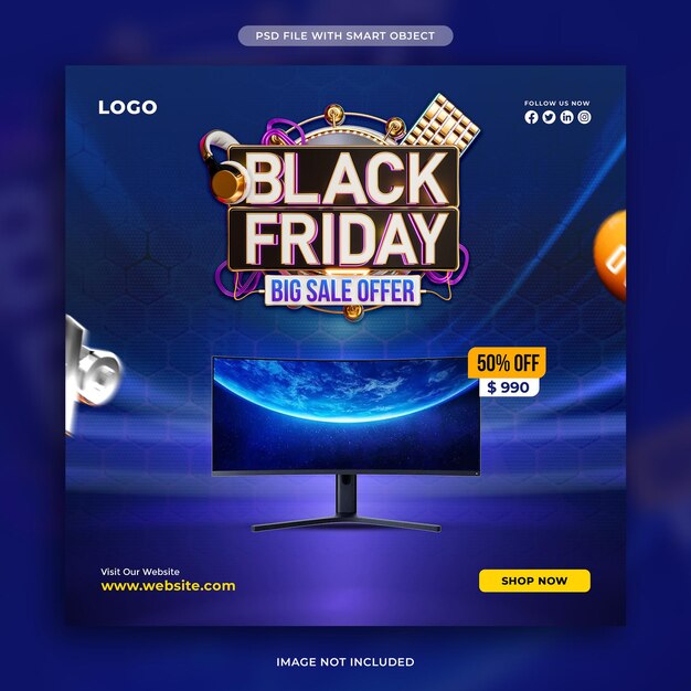 Black Friday Big Sale Social Media Post Design Template