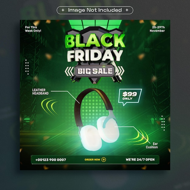 Free PSD black friday big sale social media post design template