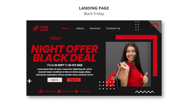 Black friday concept landing page template