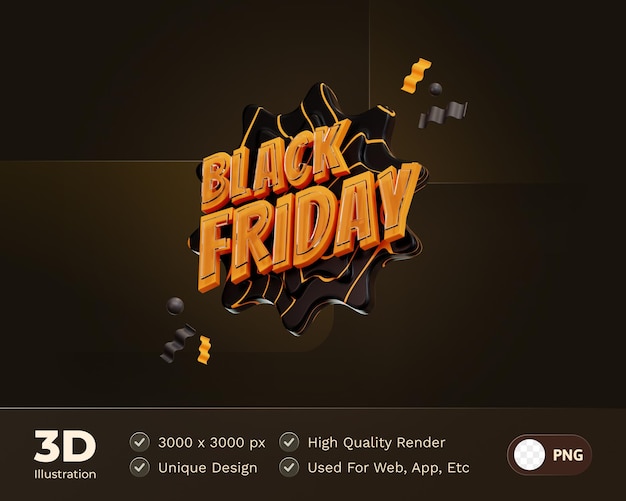 Black friday icon 3d illustration e commerce