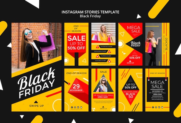 Free PSD black friday instagram stories template mock-up