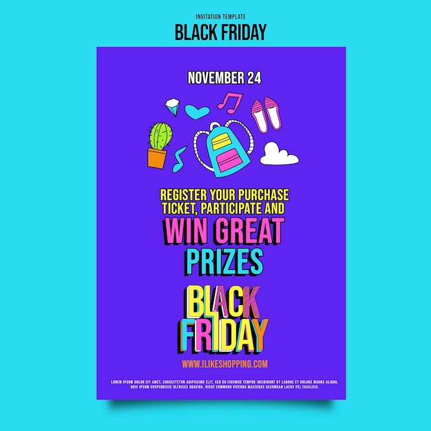 Free PSD black friday invitation template