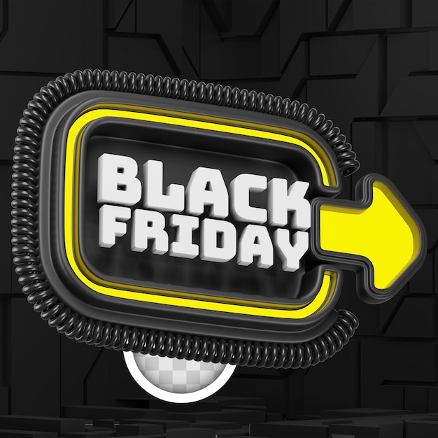 Free PSD black friday label with arrow pointing