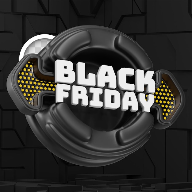 Free PSD black friday label with arrows on both sides