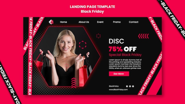 Free PSD black friday landing page template