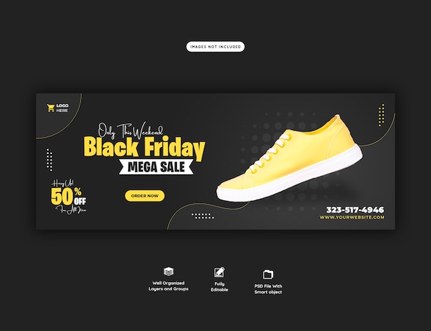 Black friday mega sale facebook cover banner template