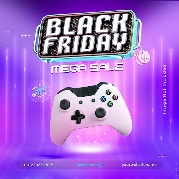 Free PSD black friday mega sale social media post design template