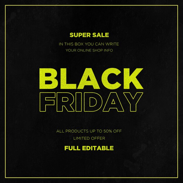 Free PSD black friday modern sale with texture background and frame text