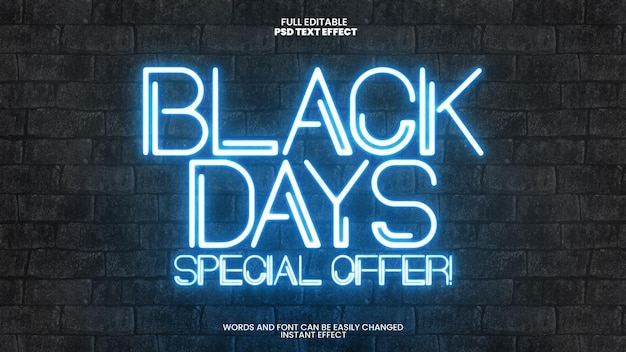 Free PSD black friday neon text effect