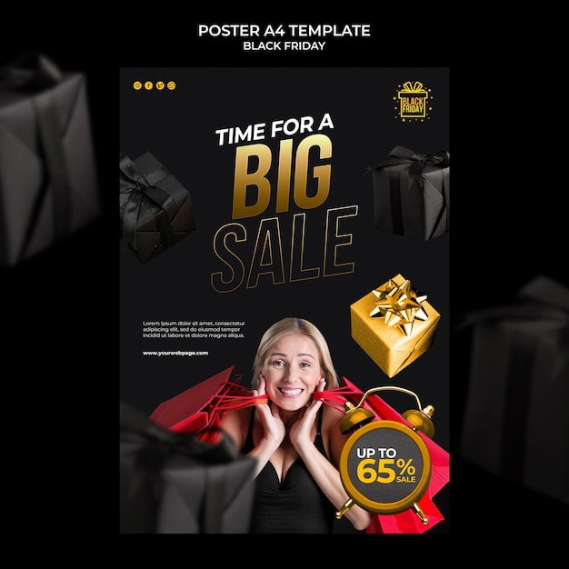 Black friday print template with golden details