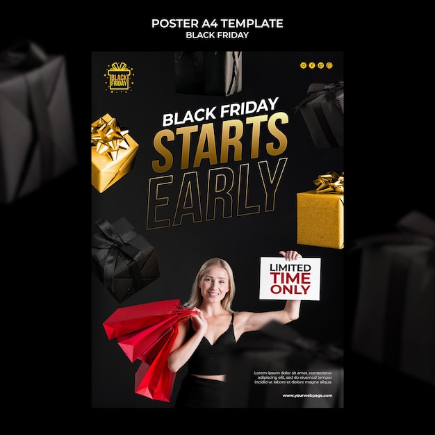 Black friday print template with golden details