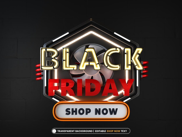 Free PSD black friday sale banner with editable text effect