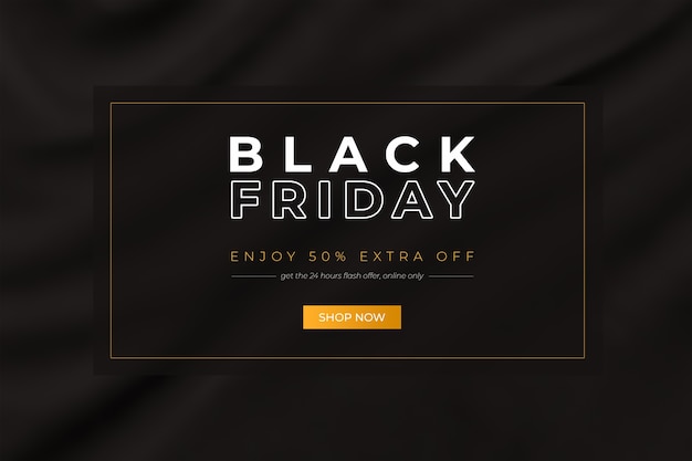 Free PSD black friday sale banner with wavy background