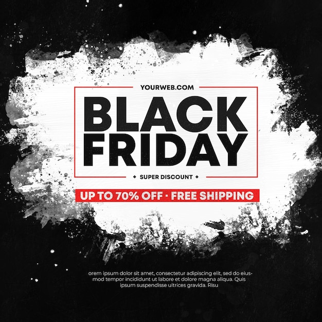 Black Friday Sale Banner with White Brush Stroke Abstract