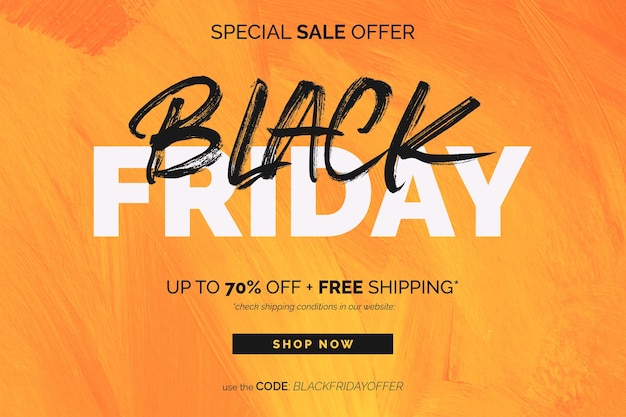 Black friday sale banner in yellow acrylic painted background