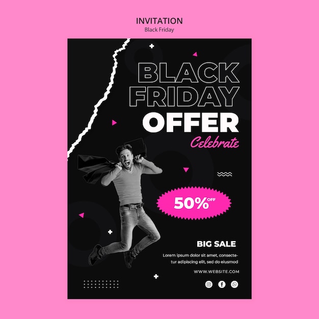 Free PSD black friday sale invitation template