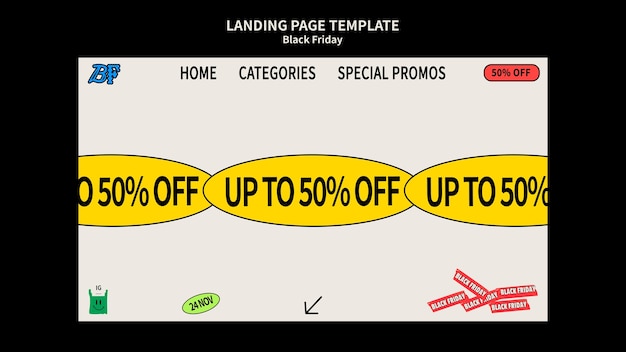 Free PSD black friday sale landing page template