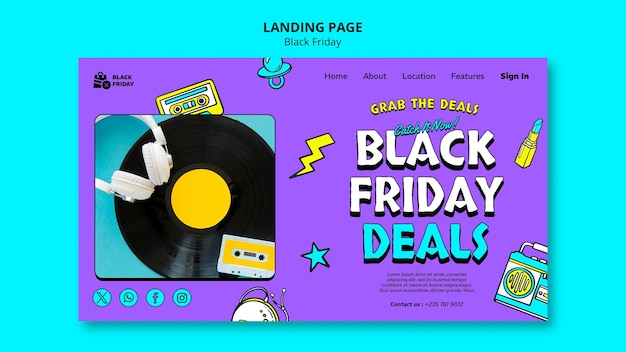 Free PSD black friday sales landing page template