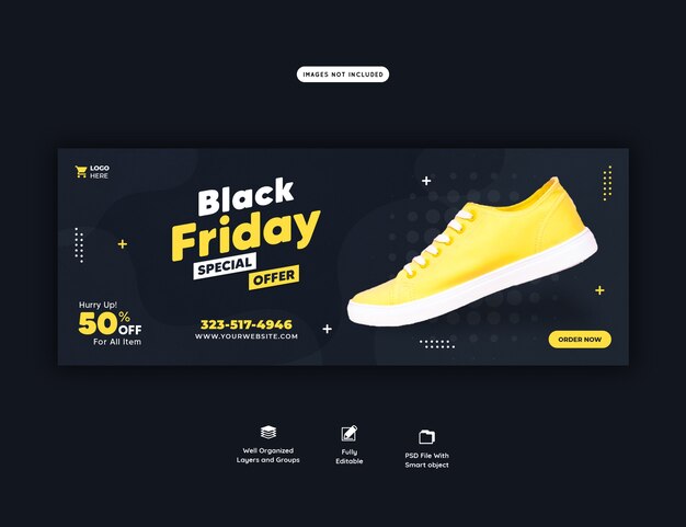 Black friday special offer facebook cover banner template