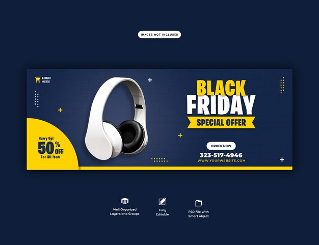 Black friday special offer facebook cover banner template