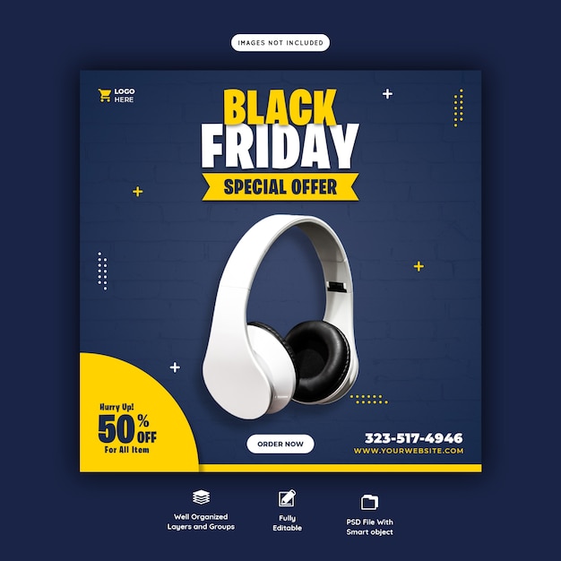 Free PSD black friday special offer social media banner template