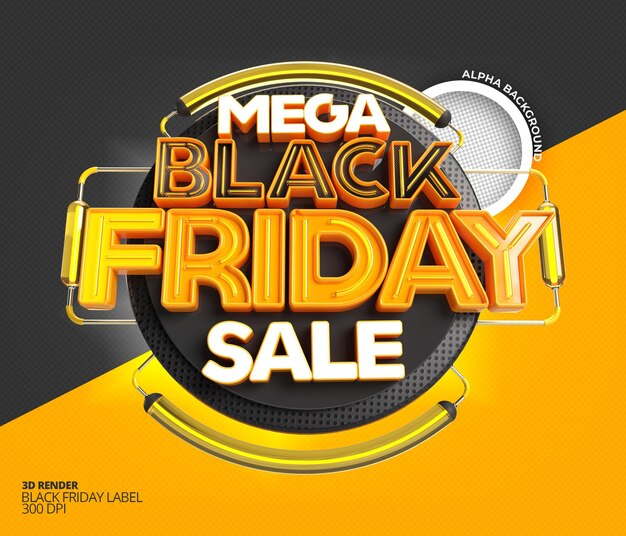 Black friday super sale 3d render label template