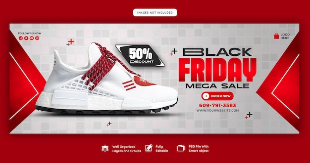 Free PSD black friday super sale facebook cover template