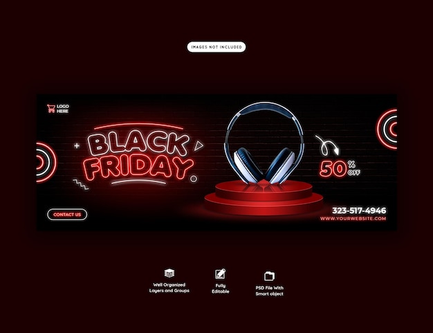 Free PSD black friday super sale facebook cover template