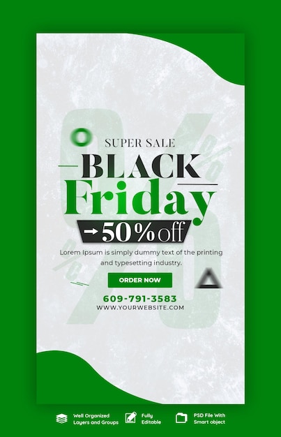 Free PSD black friday super sale instagram and facebook story banner template