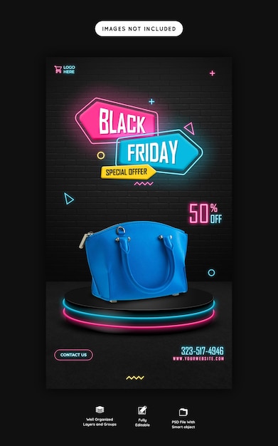 Black friday super sale instagram and facebook story banner template