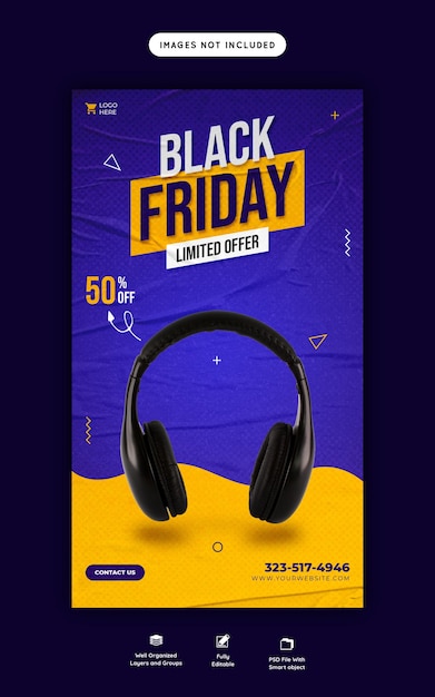 Free PSD black friday super sale instagram and facebook story banner template